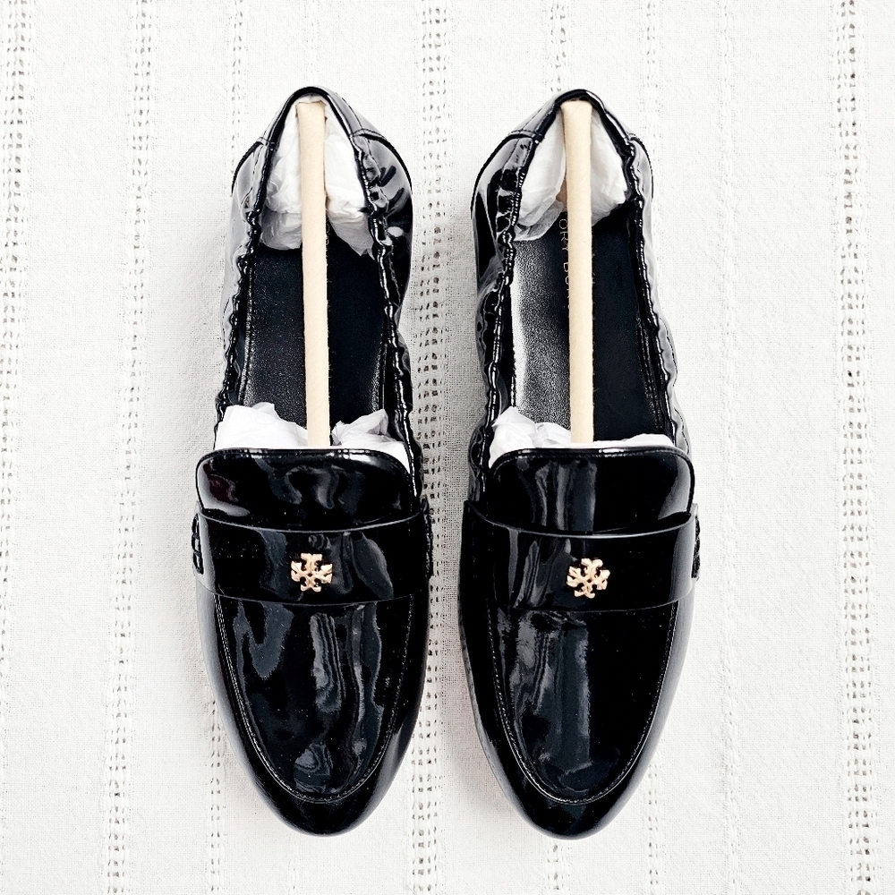 Tory Burch Patent Leather Ballet Loafers Slip On Flats Perfect Black NIB 6 - Picture 3 of 16